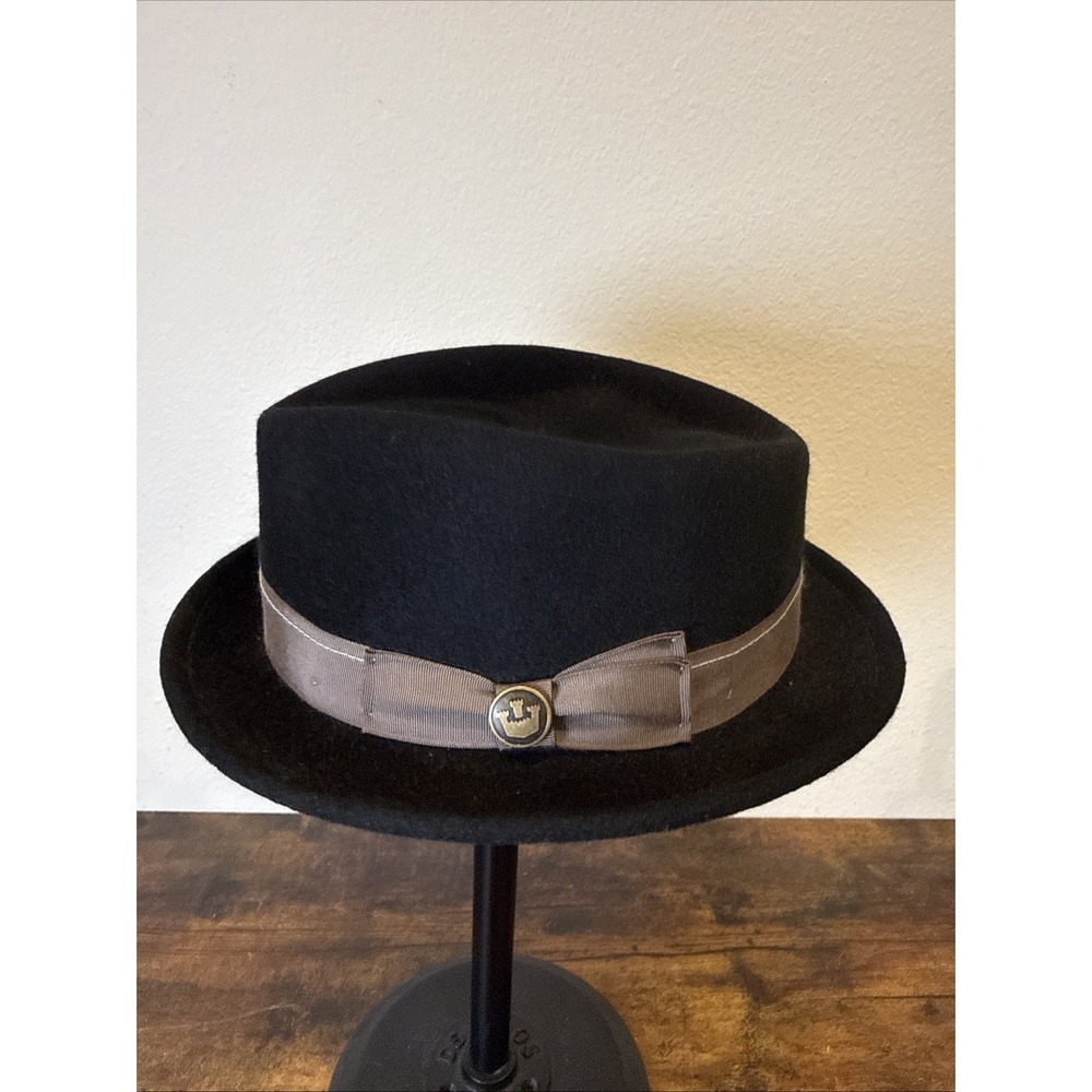 Goorin Bros Heritage Black Wool Pork Pie Hat Small Hand Crafted USA